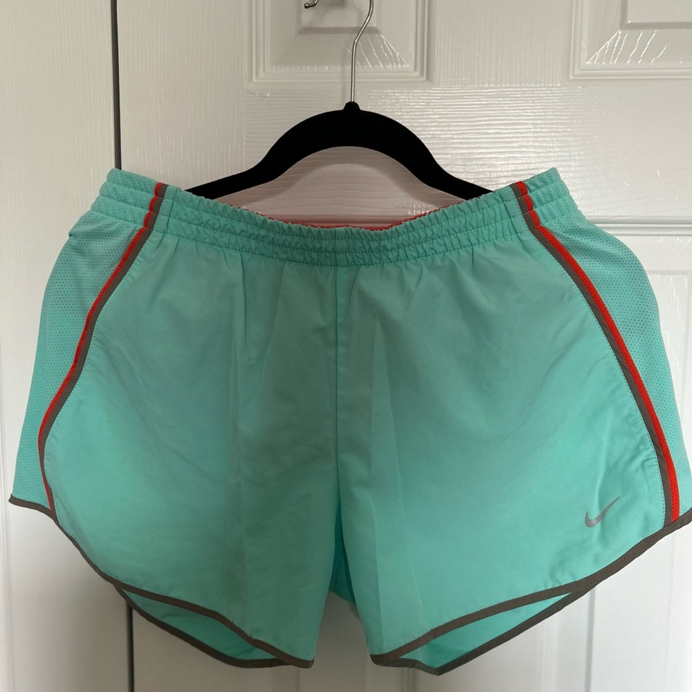 Nike Blue and Orange Athletic Shorts Moisture-Wicking Design